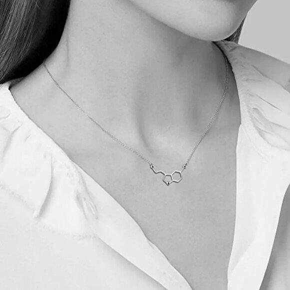 Happy Symbol Necklace 925 Silver Science Jewelry Adjustable Length Like New - Picture 1 of 7